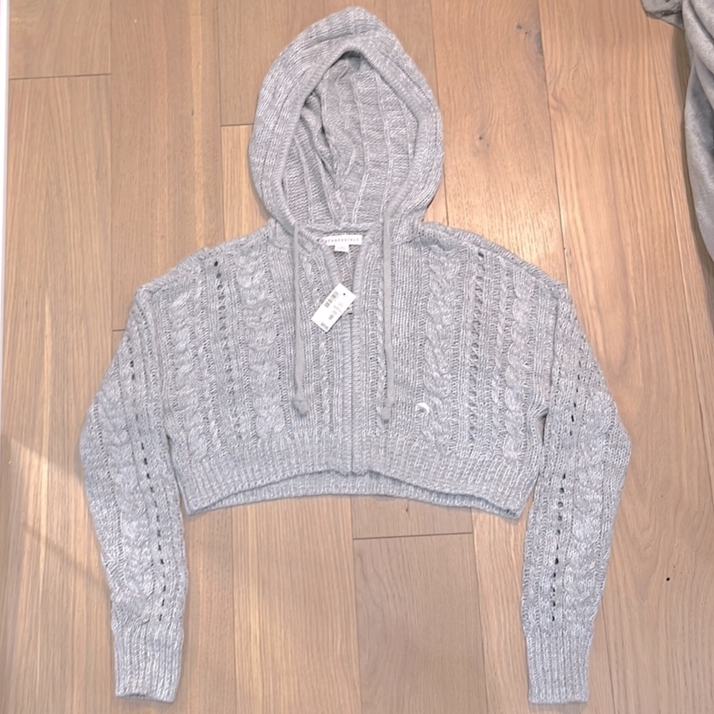 NWT Aeropostale knit crop gray hoodie